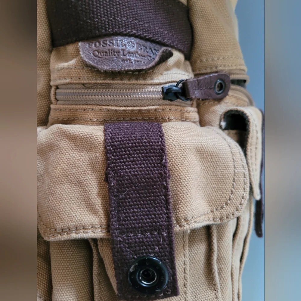 Fossil Vintage Canvas/Leather Backpack Brown